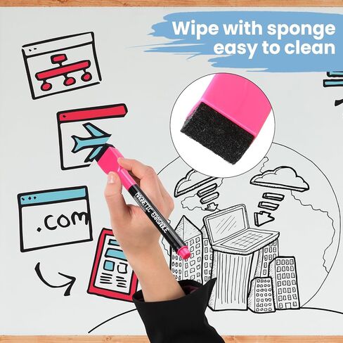Kosiz 96 Pcs Magnetic Dry Erase Markers Fine Tip Magnetic Whiteboard Markers with Eraser Cap Colorful Dry Erase Markers Low Odor for Office School(12 Colors) in Kuwait