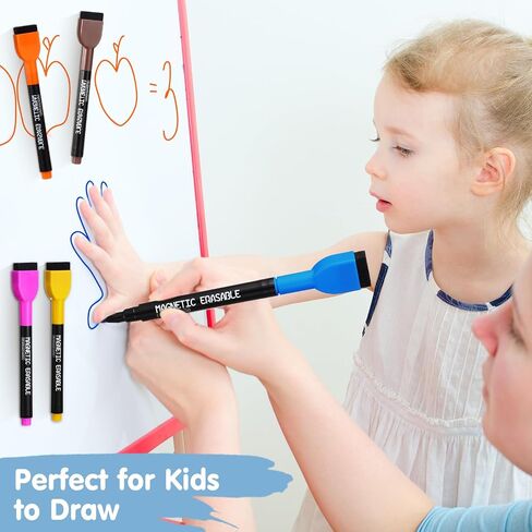 Kosiz 96 Pcs Magnetic Dry Erase Markers Fine Tip Magnetic Whiteboard Markers with Eraser Cap Colorful Dry Erase Markers Low Odor for Office School(12 Colors) in Kuwait