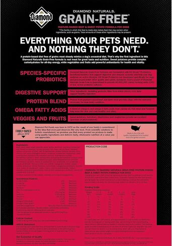 Diamond Naturals Grain Free Real Meat Recipe Premium Dry Dog Food With Real Pasture Raised Beef 28Lb in Kuwait