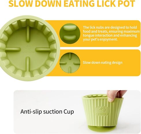 Dog Lick Bowl, Anxiety Relief Dog Licking Mat Freezer Treat Dispenser, Non-Slip Anti-Choking Silicone Slow Feeder Lick Bowl for Small Medium & Large Breed Dogs, BPA Free(Deep Blue,M-L) in Kuwait