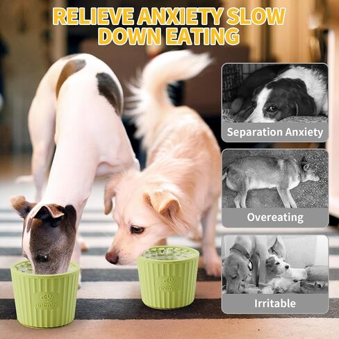 Dog Lick Bowl, Anxiety Relief Dog Licking Mat Freezer Treat Dispenser, Non-Slip Anti-Choking Silicone Slow Feeder Lick Bowl for Small Medium & Large Breed Dogs, BPA Free(Deep Blue,M-L) in Kuwait