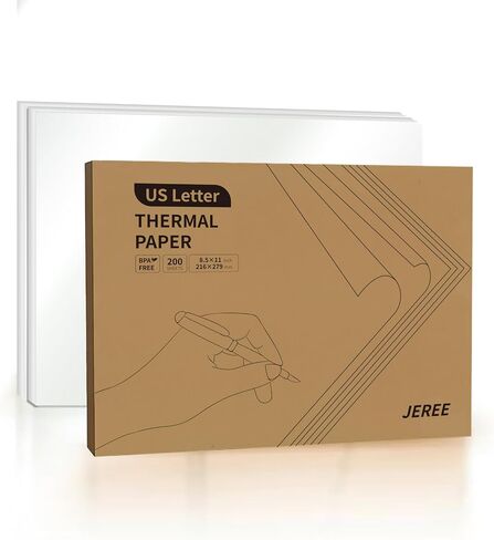 US Letter Thermal Printer Paper, 8.5" x 11" - 200 Sheets,Fax Paper,Compatible with PeriPage A40, M08F, MT810 And Other Portable Printers in Saudi Arabia
