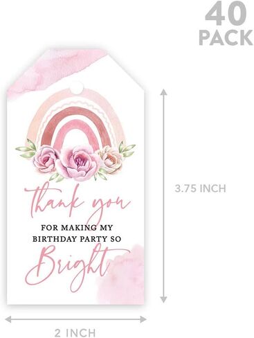 Andaz Press Kids Party Favor Classic Thank You for Celebrating with Us Gift Tags with String 40-Pack Daisy Tags for Baby Shower 1st Birthday Retro Daisy Groovy Birthday Gift Bags Favor Bags, 3.75" in Saudi Arabia