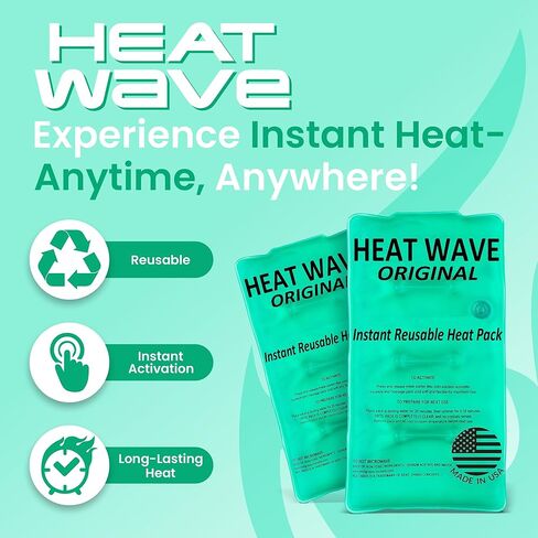 MADE in USA: HEAT WAVE Instant Reusable Heat Packs – Large (8x12"), Reusable Heat Pack for Muscle Aches, Back Pain, Pain Relief, Click Heat - Premium Medical Grade in Saudi Arabia