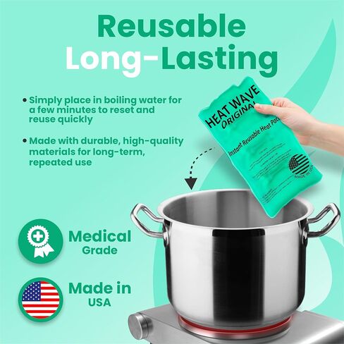 MADE in USA: HEAT WAVE Instant Reusable Heat Packs – Large (8x12"), Reusable Heat Pack for Muscle Aches, Back Pain, Pain Relief, Click Heat - Premium Medical Grade in Saudi Arabia