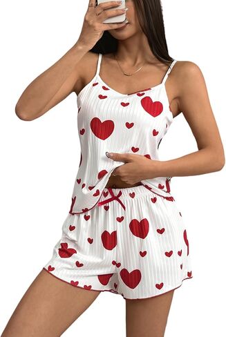 Marvmys Women's Pajama Set Sleeveless Cami Shorts Pajamas Cotton Rib Knit Sleepwear Nightwear Soft Pjs Lounge Set S-2XL in Kuwait