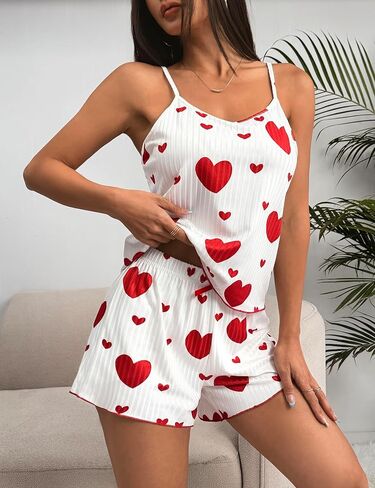 Marvmys Women's Pajama Set Sleeveless Cami Shorts Pajamas Cotton Rib Knit Sleepwear Nightwear Soft Pjs Lounge Set S-2XL in Kuwait