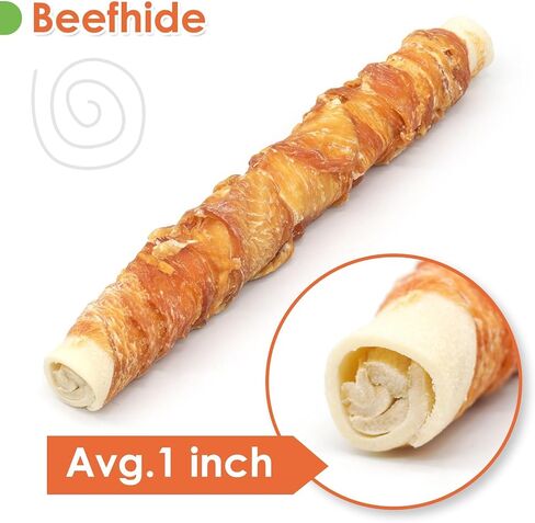MON2SUN Dog Treats, 9 Inch Chicken Wrapped Rawhide Rolls Dog Snacks, Teeth Cleaning and Long Lasting Dog Chews for Medium and Large Dogs, 23.28oz (6 Count-Pack of 1) in Kuwait