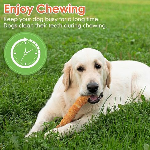 MON2SUN Dog Treats, 9 Inch Chicken Wrapped Rawhide Rolls Dog Snacks, Teeth Cleaning and Long Lasting Dog Chews for Medium and Large Dogs, 23.28oz (6 Count-Pack of 1) in Kuwait