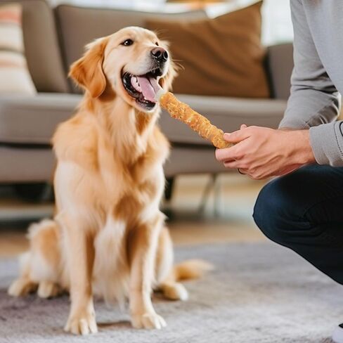 MON2SUN Dog Treats, 9 Inch Chicken Wrapped Rawhide Rolls Dog Snacks, Teeth Cleaning and Long Lasting Dog Chews for Medium and Large Dogs, 23.28oz (6 Count-Pack of 1) in Kuwait
