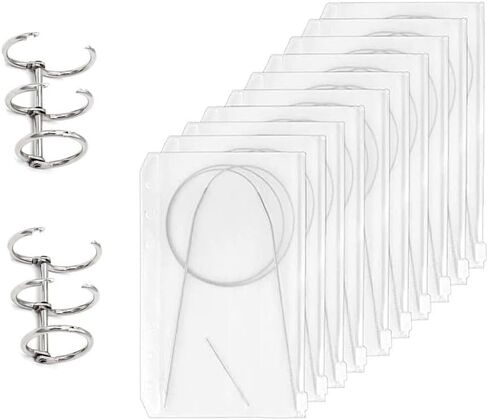 25PCS A6 Size Waterproof PVC Pouch Circular Knitting Needle Pouches Zipper Folders 2 Three-Ring Binders for Round Knitting Needles Bag, Cable Knitting Needles Storage, Knitting Needle Holder (Clear) in Kuwait