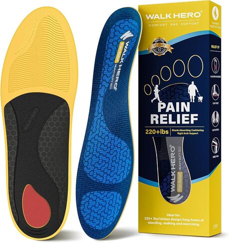 WalkHero Heavy Duty Arch Support Insoles, 220+lbs Plantar Fasciitis Orthopedic Inserts Relieve Pain, Work Boot Orthotics Insoles (Mens 6-6.5 | Womens 8-8.5, Coral Green) in Saudi Arabia