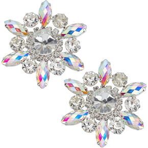 FINGERINSPIRE 2 PCS Rhinestone Applique Crystal Snowflake Shape Rhinestone Appliques Golden Back Wedding Bridal Patches Beaded Flower Patch Women Fashion for DIY Crafts Clothes Costume Decoration