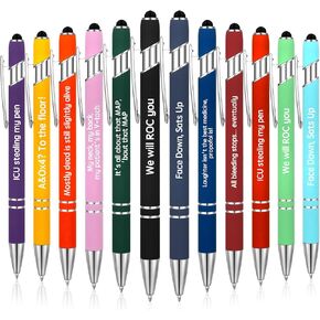 Outus 12 Pieces Funny Icu Pens Retractable Nurse Pens Funny Quotes Ballpoint Pens Metal Stylus Pen for Nurses Office Corworkers Nursing Student Medical Assistant Gift