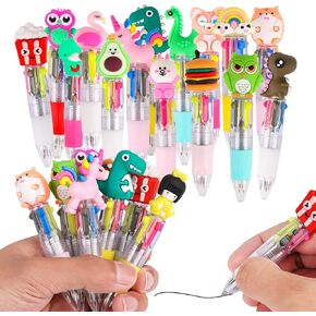 Lokipa 30 PCS Pen Multicolor Pen في واحد-4 في 1 أقلام لطيف للأطفال Mini Point Pens for Kids Higderies Higds Birthder （（Random Style）