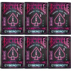 أوراق لعب الدراجات 6 Deck Cybercity Collector's Bundle | 6 طوابق أوراق لعب Cybercity مع مناظر المدينة عالية التقنية والخيال العلمي الرسوم التوضيحية مستوحاة.