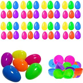 Plastic Easter Eggs Bulk,60Pcs Plastic Fillable Easter Eggs,2.4" Colorful Bright Easter Eggs for Easter Hunt,Plastic Egg Shakers Easter