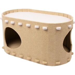 Cat House للقطط الداخلية ، وسرير القط للقطط الكبيرة والمتعددة ، ومقاومة الخدش ، ودعم منزل CAVE Creative Cat Cat يصل إلى 22 رطلاً ، وشكلًا بيضاويًا ، وجمل