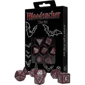 Q -Workshop Bloodsucker Shimmering Red & Silver Dice Set - لعبة Dice Board - لـ 1+ لاعبين وأعمار 14+