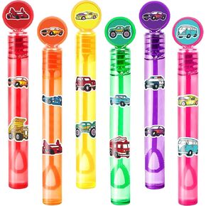 24pcs سيارات وشاحنات DIY Bubble Wands مع ملصقات 96pcs - لحفلات الحفلات لأكياس Goodie ، وأشجار بيناتا ، ومستلزمات أعياد الميلاد بالفقاعة المصغرة ، وهدايا الألعاب ، وجوائز الفصل للأطفال الصغار ، والأولاد والبنات