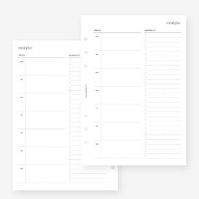 A5 Meal Plan Planner Insert Agenda Refill for Filofax A5, Kikki K Large, LV GM sized 6 ring agendas, 5.8 x 8.3