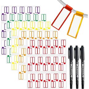 300 Pack Color-Coding Cable Labels Tags Kit with 3 Markers - Water-Resistant Wire Labels for Electronics, Home Theater & PC Setup | Tear Resistant & Heat Resistant Organizer Stickers (-22°F to 248°F)