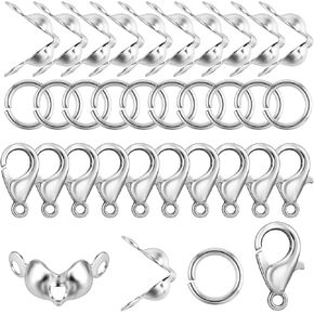500 PCS المجوهرات صنع الملحقات مجموعة المشابك تشمل 100 Claw Claws Clasps 200 موصلات حلقة القفز المفتوحة و 200 نصائح حبة أغطية الأغطية للحرف اليدوية DIY