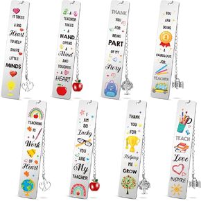Yahenda 8 Pieces Teacher Appreciation Gifts Bookmark with Pendant for Teachers Instructors Metal Vintage Bookmarks from Students Graduation Thanksgiving Gift School Appreciation Week Supplies