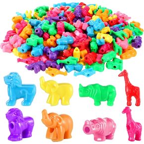 Hicarer 180 PCS على شكل حيوان حبات البلاستيك حديقة حيوانات حيوان مهر سحر ملون بحري بحري وحرف غابة 0.66 جنيه مع تصميم مختلف للأطفال سوار لصنع المجوهرات DIY ، 1 بوصة