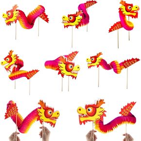 2pcs تنين العام الصيني للعام الجديد ، DIY 3D الصيني تنين التنين المعلقة Garland ، ألعاب التنين الورقية الصينية المحمولة للأطفال ، الأطفال