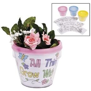 Fun Express Color Your Own Growing in God’s Grace Flowerpot Craft Kit - DIY Religious Crafts for Kids Church VBS Sunday School & Faith-Based Activities - Creative Learning & Spiritual Fun - 12 Pieces