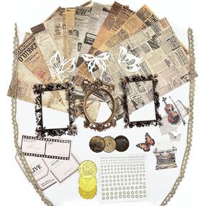 34PCS SCRAPBOOK Materials Supplies مجموعة رصاصة المجلات ملصقات مخططات CRAFT DIY مع الورق الزخرفي إطار PET PRAST
