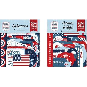Echo Park Paper Collection Bundle: Stars and Stripes Forever Ephemera + Stars and Stripes Forever Frames & Tags Ephemera, Mixed, EP-SSF-02