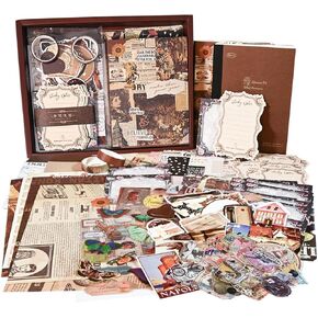 LAPLBEKE 280Pcs Aesthetic Scrapbook Supplies Kit, Vintage Bullet Junk Journal with A6 Grid Notebook Journaling Supplies Scrapbooking Stickers Decorative Stationery Paper DIY Gift for Girls Women