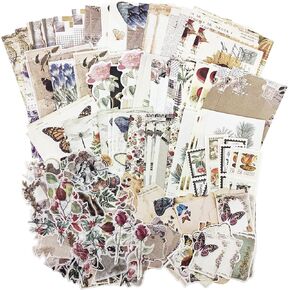طقم Scrapbooking Supplies Vintage ، 200 مساءً ألوان Natural Colors Paper & Sticker Pack للمجلة ، والسردة ، والحرف اليدوية ، واللفاء ، وفن الجدار ، و Bullet Journals