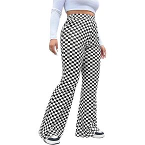 WDIRARA Women's Plus Size Newspaper Print Flare Pants High Waist Causal Long Pants Streetwear in Kuwait