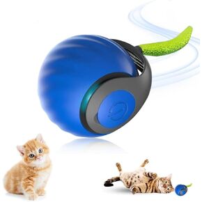 لعبة Cat Toy Ball Speedy Tail Cat ، USB قابلة لإعادة الشحن كرة لعبة القطط الذكية ، كرة لعبة القطط المتحركة التلقائية مع الذيل ، ثلاثة بوضع تبديل كرة القط التفاعلية ، لعب القطط الداخلية/الخارجية (الأزرق)