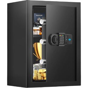 3.2 Cuft Home Safes Water and Fireproof, Digital Home Security Safe Box with Digital Keypad, Spare Keys and Alarm System, Fireproof Safe for Home Document Money Valuables