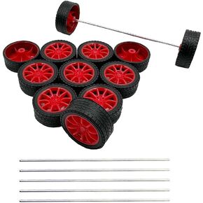 12pcs عجلات سيارة سيارة 30 مم عجلات إطارات مطاطية من طرازات مع محاور مستديرة من عمود 6pcs ل RC Car Truck Robot DIY Toy Building Projects (White)