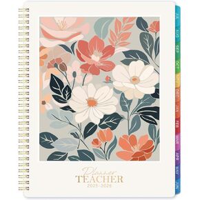 Teacher Planner 2025-2026 - Teacher Planner 2025-2026 Academic Year, Weekly & Monthly Lesson Planner, July 2025 - June 2026, 8.5" x 11", Colorful Monthly Tabs, Twin-Wire Binding, Back Pocket