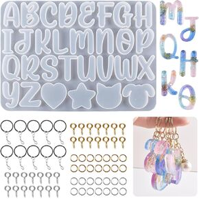 BEKECIDI 111 PCS السيليكون راتنج الراتنج قوالب مجموعة مفاتيح مجموعة مفاتيح ، قوالب السيليكون لالتصاب راتنجات الإبوكسي القوالب مفتاح صنع سلسلة رسائل مجوهرات قلادة راتنجات DIY