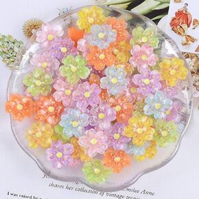 100pcs سحر الوحل لطيف مجموعة مختلطة راتنجات فنية صنع اللوازم لصنع الحرف اليدوية وخرزات سكرابوكينغ زخرفة زخرفة حلوى فاكهة زخرفة