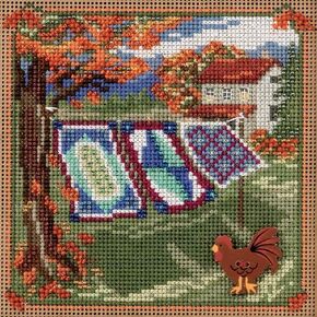 Country Quilts Beaded Counted Cross Stitch Kit Mill Hill MH141621 Buttons & Beads 2016 Autumn