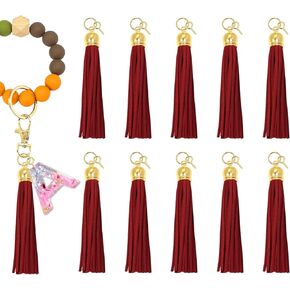 المتزلج المصغر 3.34 بوصة من جلد الغزال من جلد الغزال الشرابات 10pcs قبعات الذهب أغطية مفاتيح شرابات 10pcs حلقات القفز 10pcs دبابيس العين للسلسلة الرئيسية لصنع الأساور الأقراط DIY (أسود)