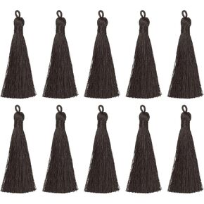 الشرابات المرجعية Harfington - 10pcs 3.5 "شرابة ناعمة حريرية مع حلقة معلقة لتخرج مفاتيح التخرج المصنوع يدويًا DIY ، أبيض