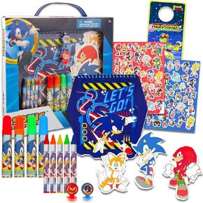 Sonic the Hedgehog Art for Kids ، Toddlers - 3 PC Backdle with Sonic Coloring Journal ، الملصقات ، التلوين ، المزيد | طقم نشاط لوحة الرسم الصوتي