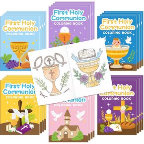 أول كتب تلوين بالتواصل المقدس للأطفال - 48pcs Bulk First Holy Compleion Mini Coloring Booklet Diy Art Drawing Book for Toddlers Holiday Party Goodie Stuffers Sunday School Classroom Favors