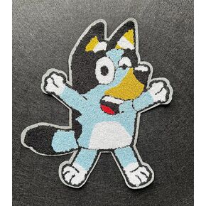 1 pc - Colorful Chenille Blue Heeler-Inspired Dog Character Iron-on Patch, 9.65 Inches by 8.10 inches (1 per Order)