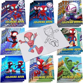 SPIDEY Party Supplies ، 24pcs تلوين كتب للهدايا لحفلات عيد ميلاد Spidey ، غودي أكياس ، مكافآت الفصول الدراسية ، 8 أنماط