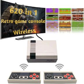 Classic Retro Game Console Built 600 Classic Video Games,Av Output Handheld Game System with Dual Wireless Game Controllers,Plug and Play. (Grey)